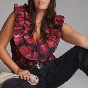 Anthropologie Ollari Ruffled Organza Blouse